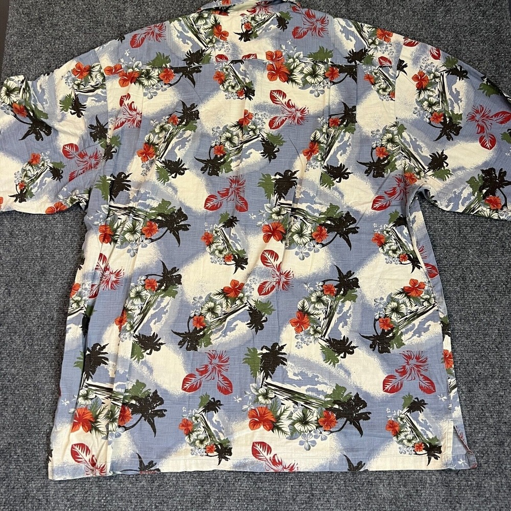 Vintage Columbia Shirt Mens Large All Over‎ Print Floral Hawaiian Style Blue 90s - Picture 2 of 8
